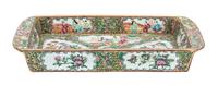 A Chinese Export Porcelain Rose Medallion Rectangular Deep Dish Height 13 1/2 x width 7 x depth 7 inches. — 19TH CENTURY