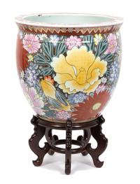 A Chinese Export Porcelain Fish Bowl Height 15 inches. — 20TH CENTURY