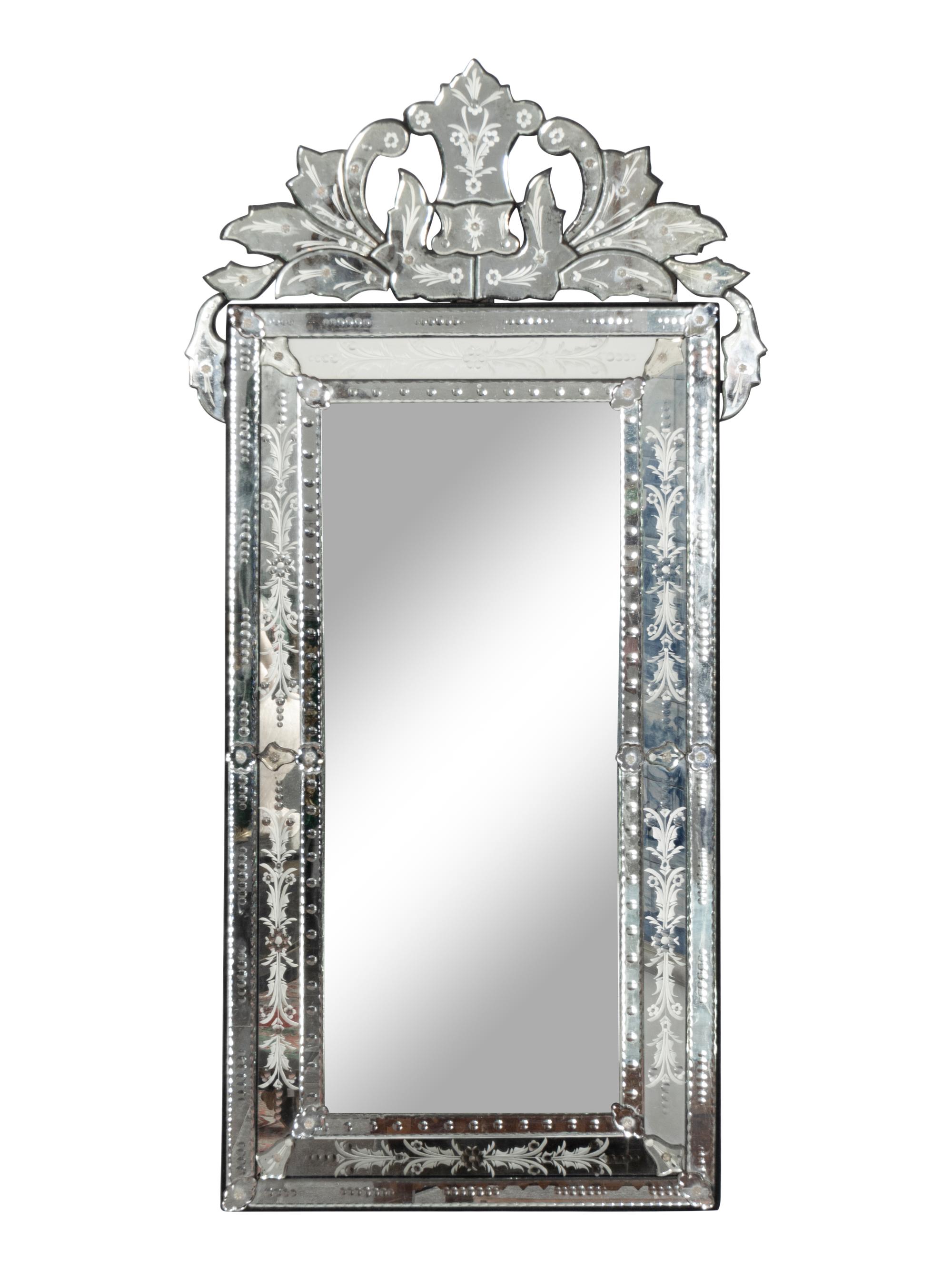 A Large Etched Glass Venetian Mirror