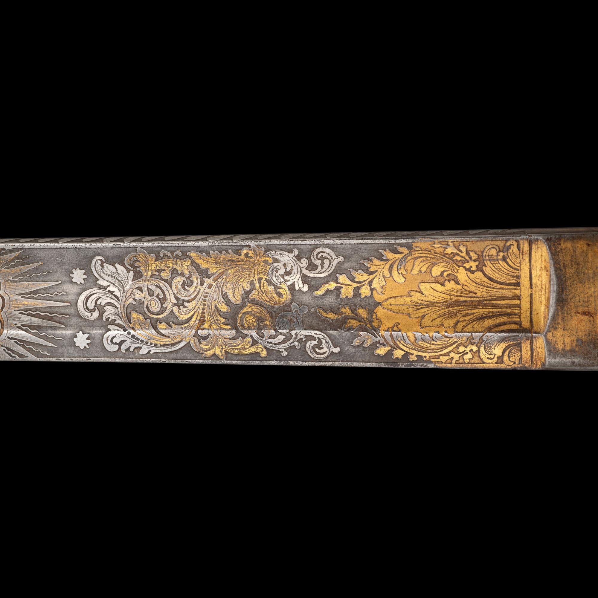 Cased Damascus Bladed Import 1850 Staff & Field Officers Sword Presented to Capt. (Major) William Wood - 9th NY Heavy Artillery with Belt and Sash