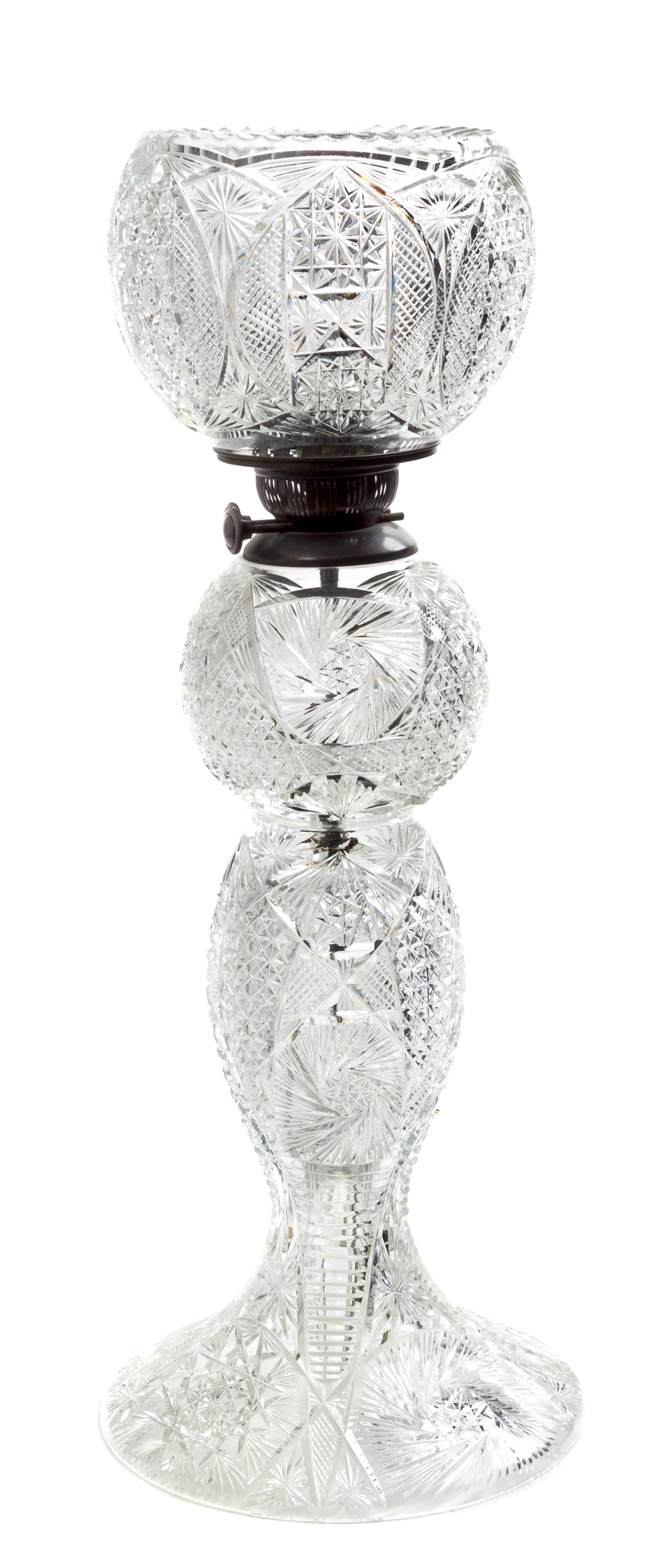 An American Brilliant Cut Glass Lamp Height 24 3/4 inches. — LATE 19TH/EARLY 20TH CENTURY
