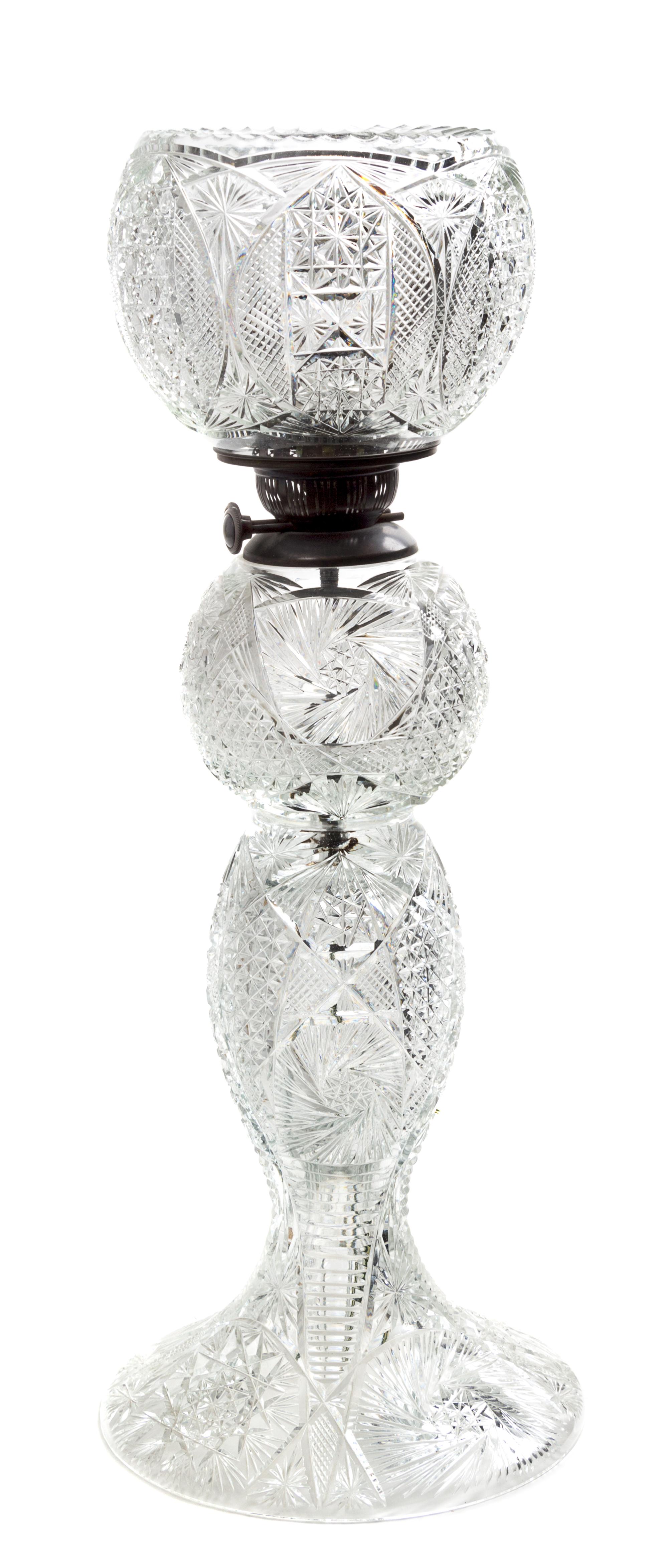 An American Brilliant Cut Glass Lamp Height 24 3/4 inches. — LATE 19TH/EARLY 20TH CENTURY