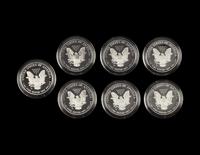 A Collection of Seven Silver Eagle $1 Proofs