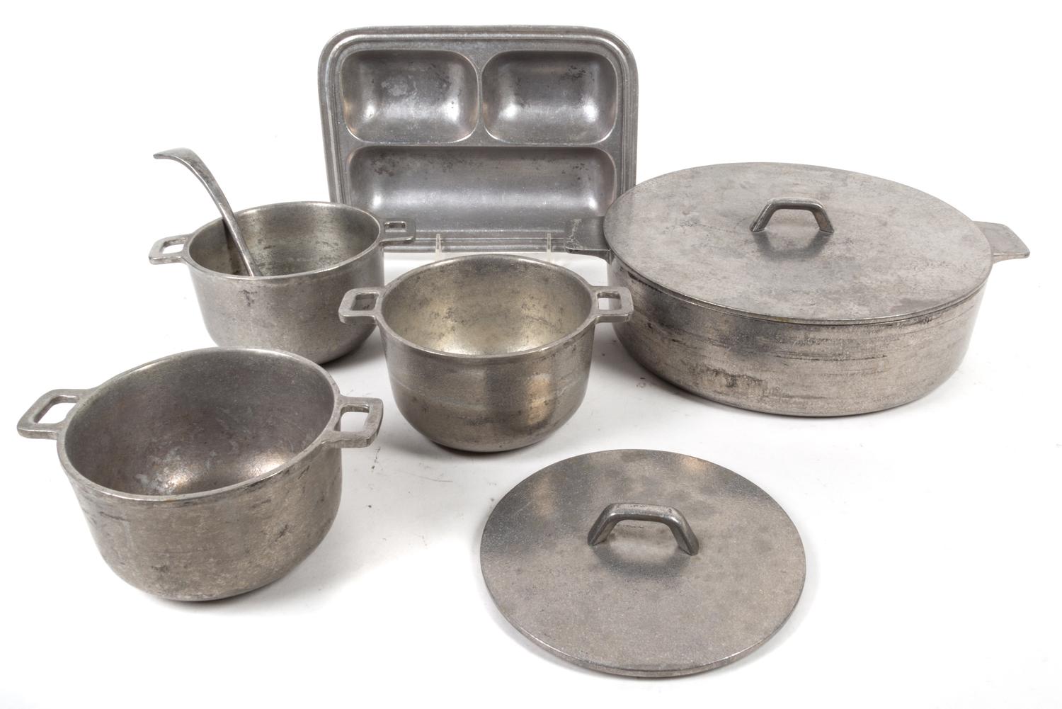 A Collection of Pewter Articles Diameter of lidded tureen 13 inches.