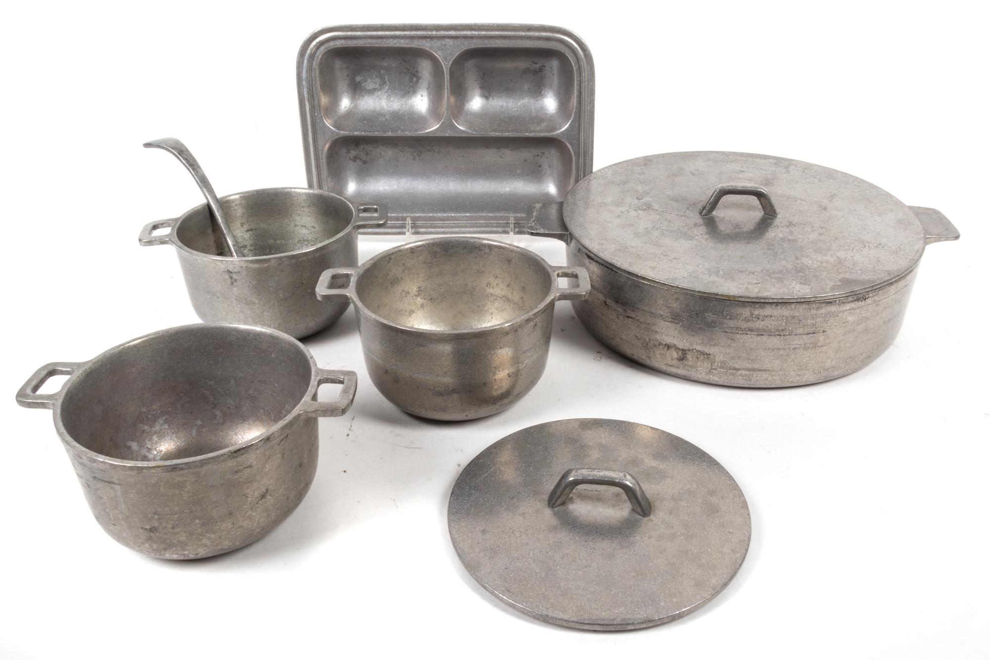 A Collection of Pewter Articles Diameter of lidded tureen 13 inches.