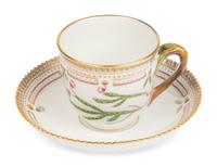 A Set of Twenty-Nine Royal Copenhagen Flora Danica Porcelain Cups and Saucers