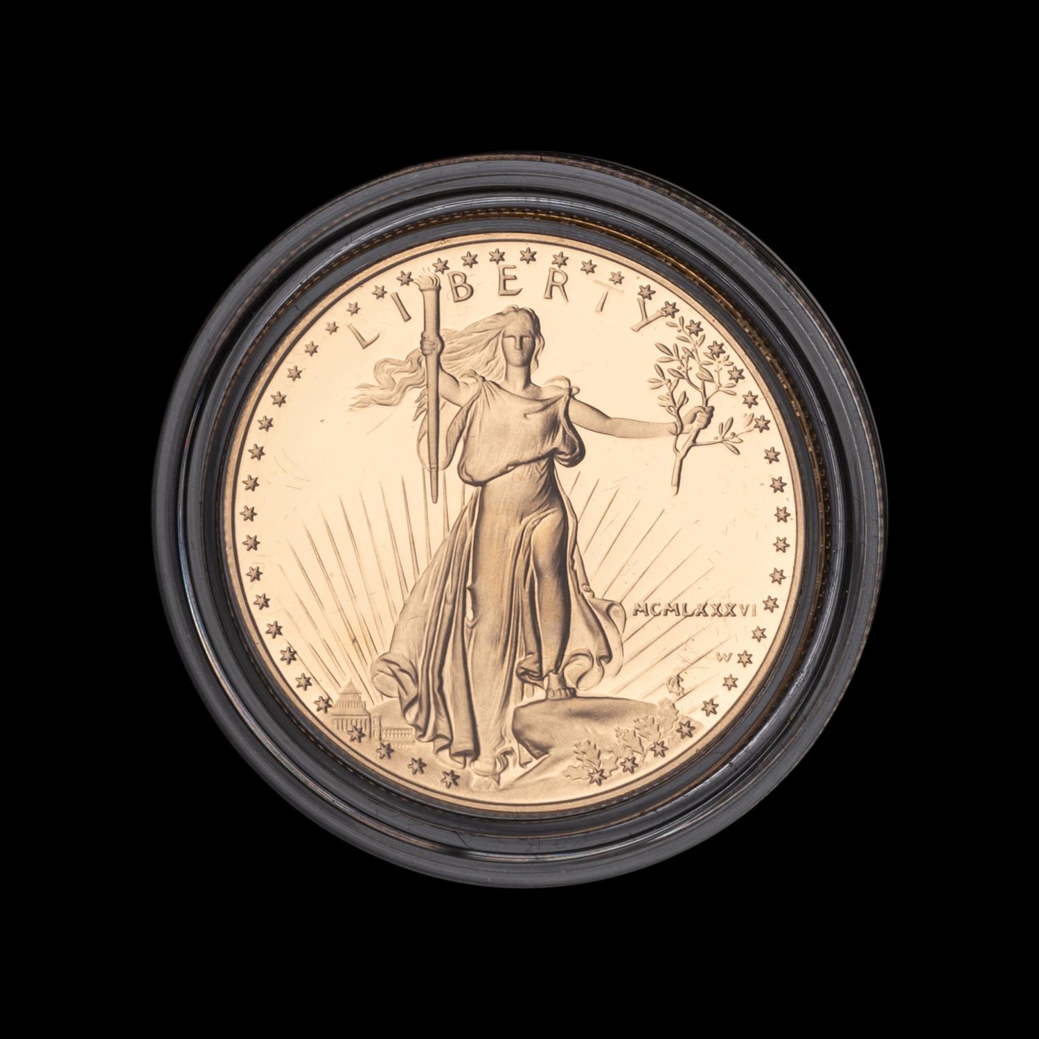 1-ounce proof gold bullion coin, 1986