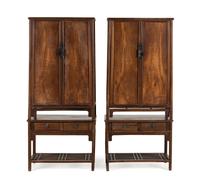 A Pair of Chinese Jichimu Cabinets on Stands