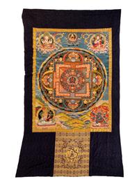 A Sino-Tibetan Embroidered Silk Thangka