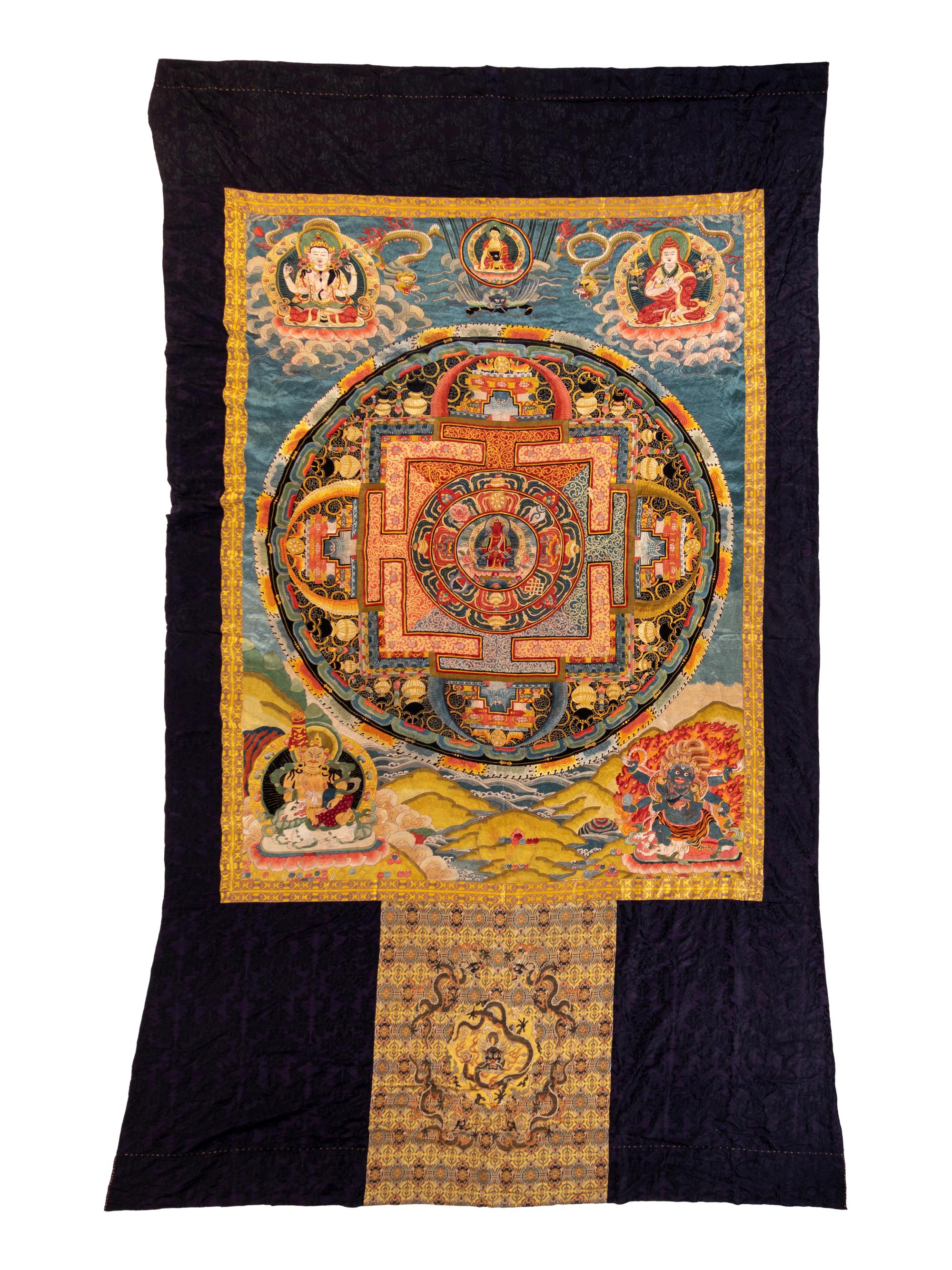 A Sino-Tibetan Embroidered Silk Thangka