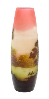Emile Galle, (French, 1846-1904), a cameo glass vase, of elongated ovoid form with a circular foot