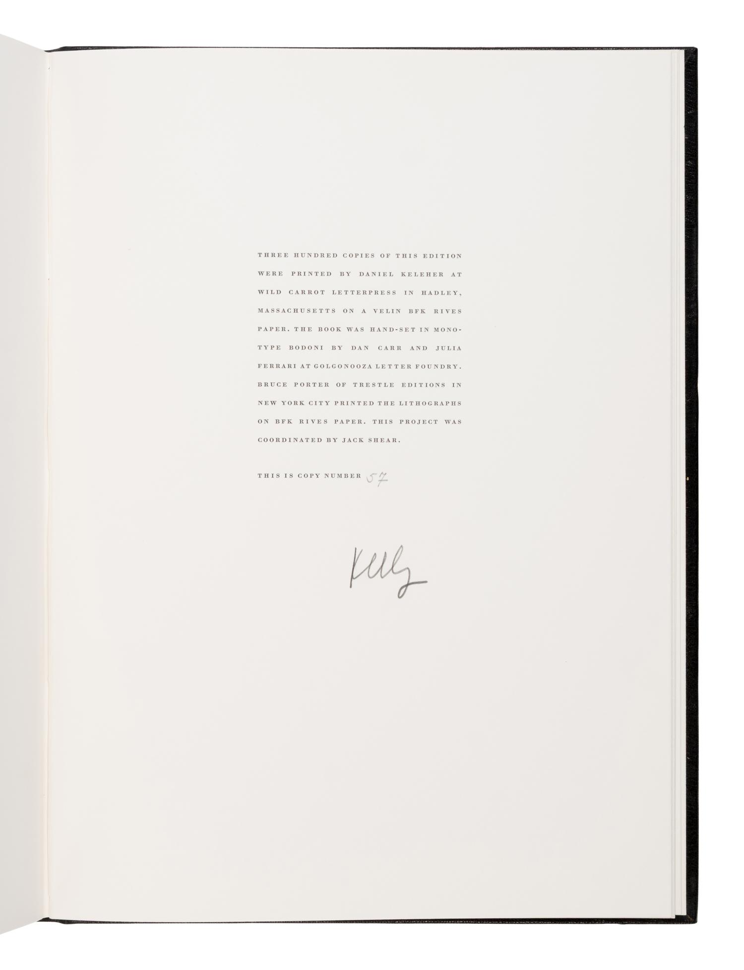 Kelly, Ellsworth (1923-2015), illustrator. -- Mallarme Stephane (1842-1898). A Un Coup de Dés n'Abolira Jamais le Hasard . [ A Throw of the Dice Will Never Abolish Chance ]. New York: The Limited Editions Club, 1992.