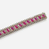 A Platinum, Yellow Gold, Ruby, and Diamond Bracelet