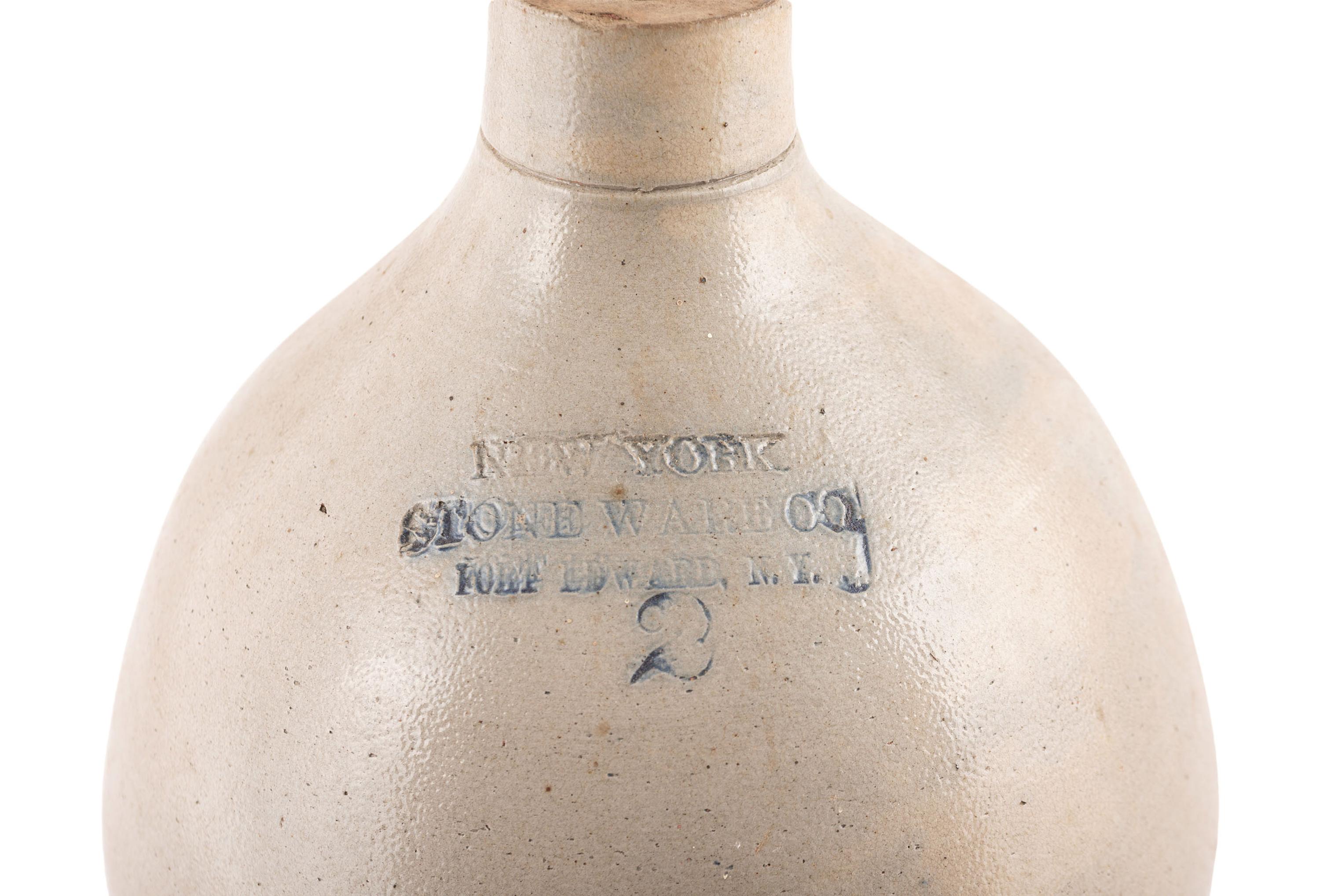 Two Cobalt-Decorated Stoneware Vessels