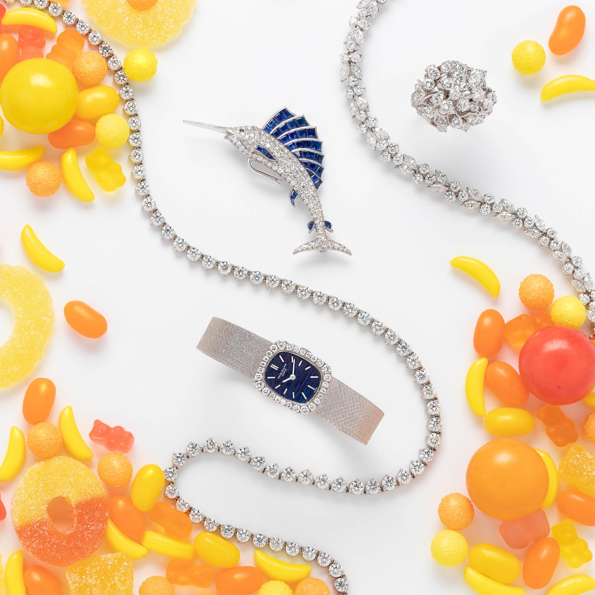 DIAMOND AND SAPPHIRE SAILFISH BROOCH