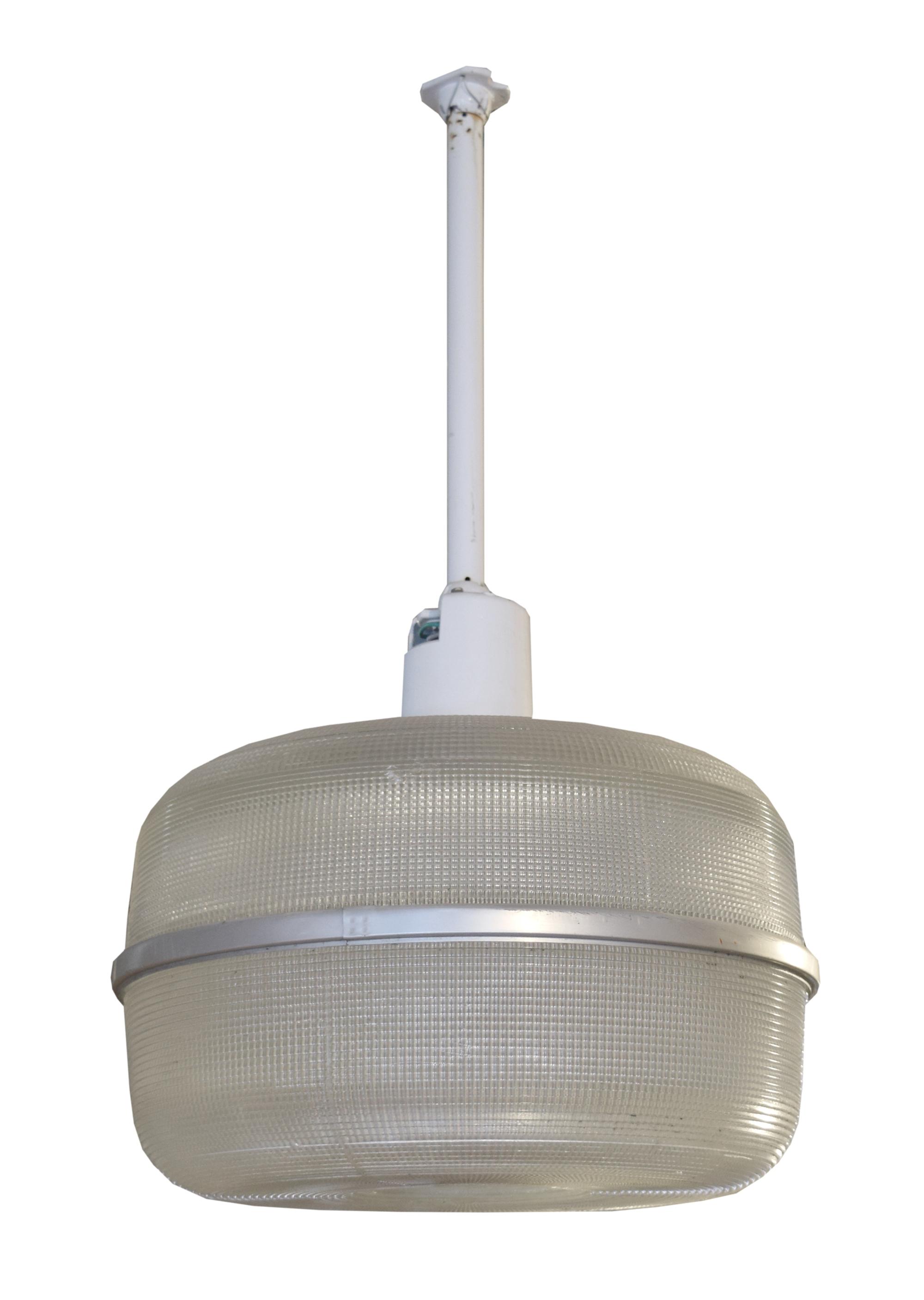 A Set of Three American Industrial Holophane Light Fixtures 18" W x 18" D x 33" H — United States, Circa 1930