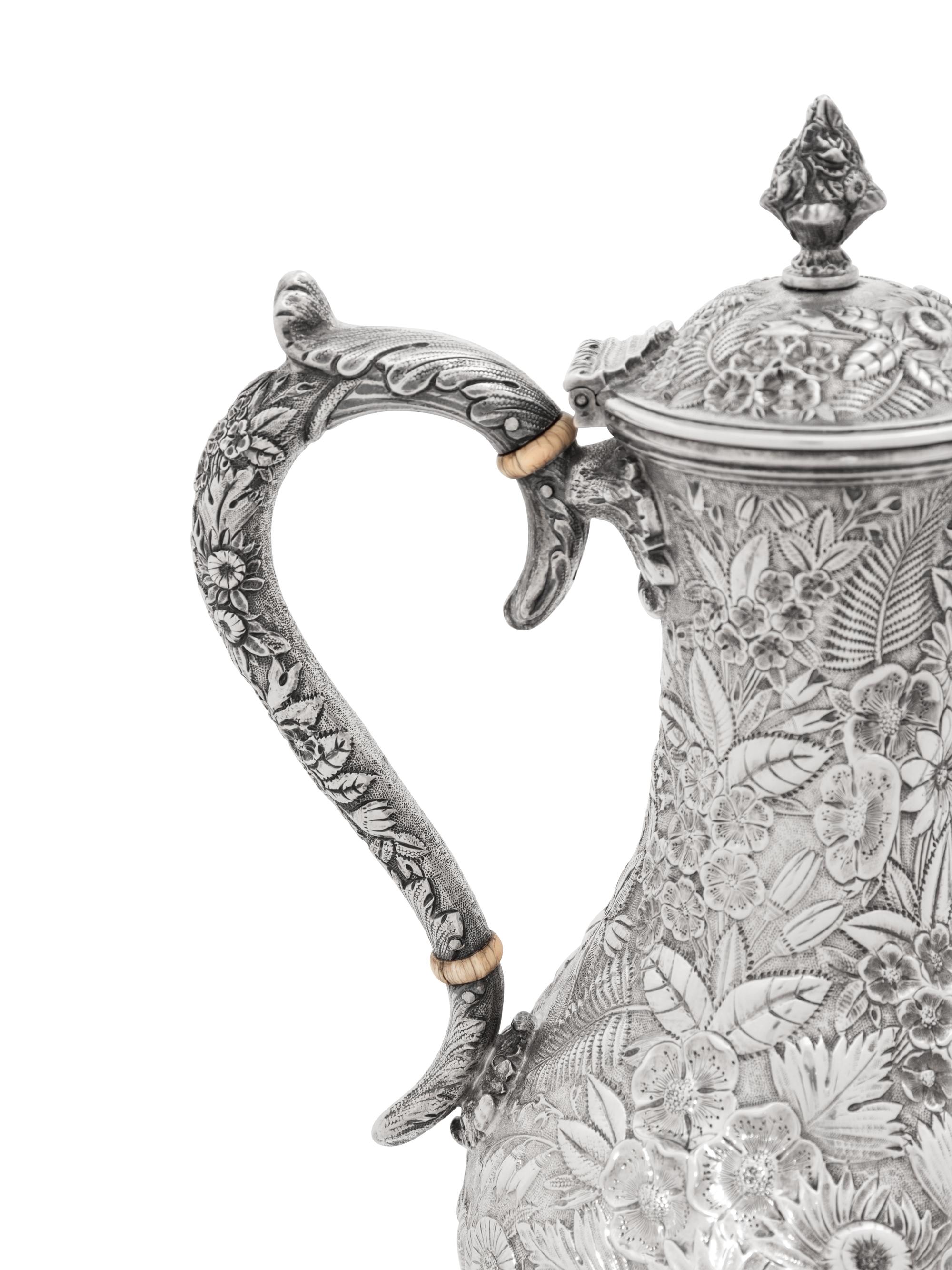 An S. Kirk and Son Repoussé Silver Four-Piece Tea and Coffee Service