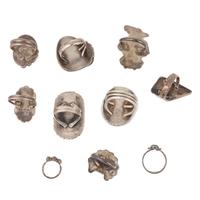 Navajo and Zuni Silver Rings, with Inlay