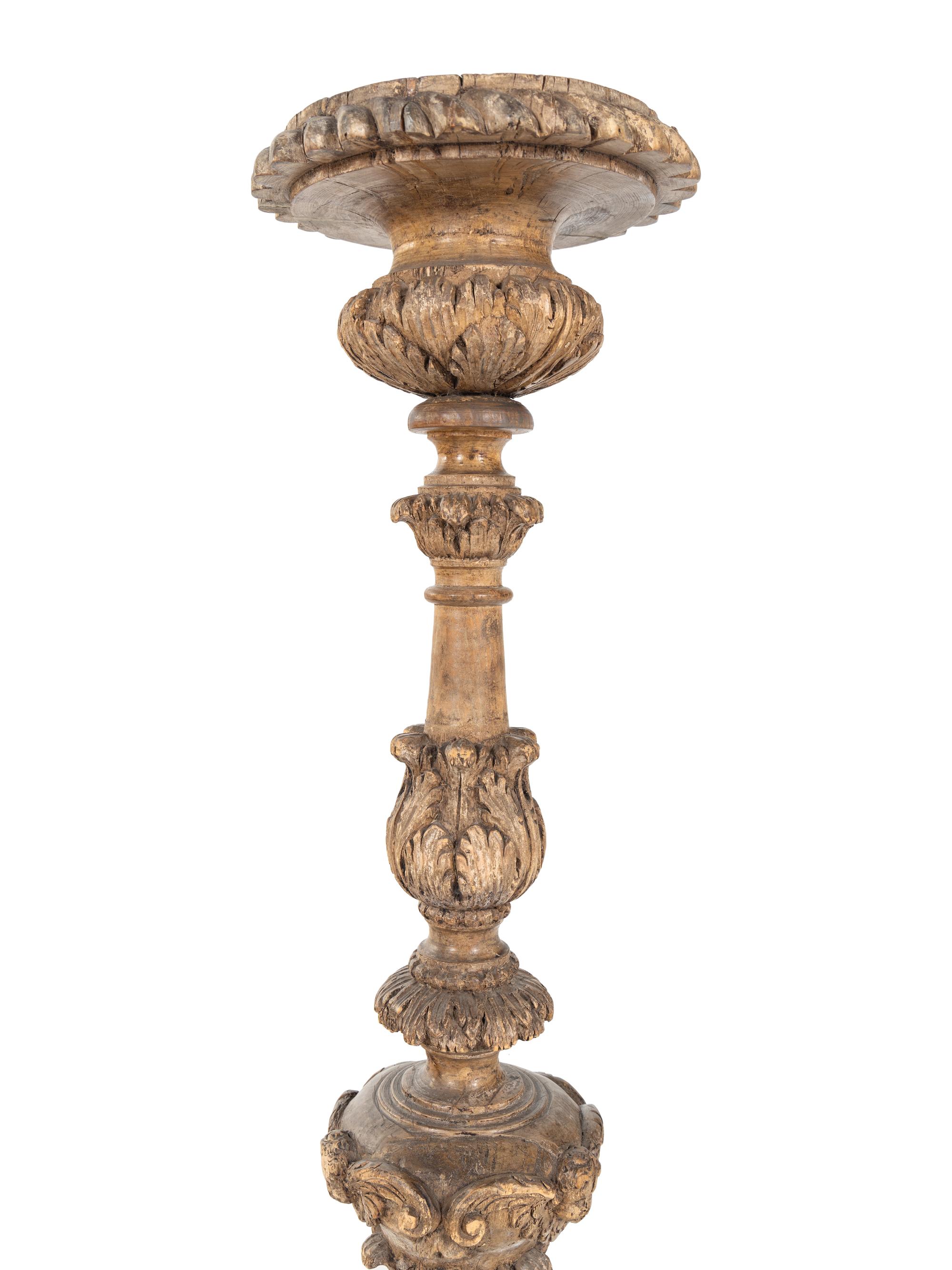 A Pair of Italian Giltwood Pricket Sticks