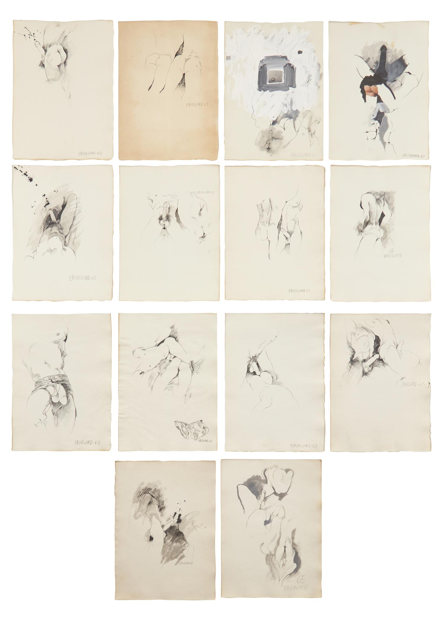 Set of Fourteen Erotic Drawings (14)