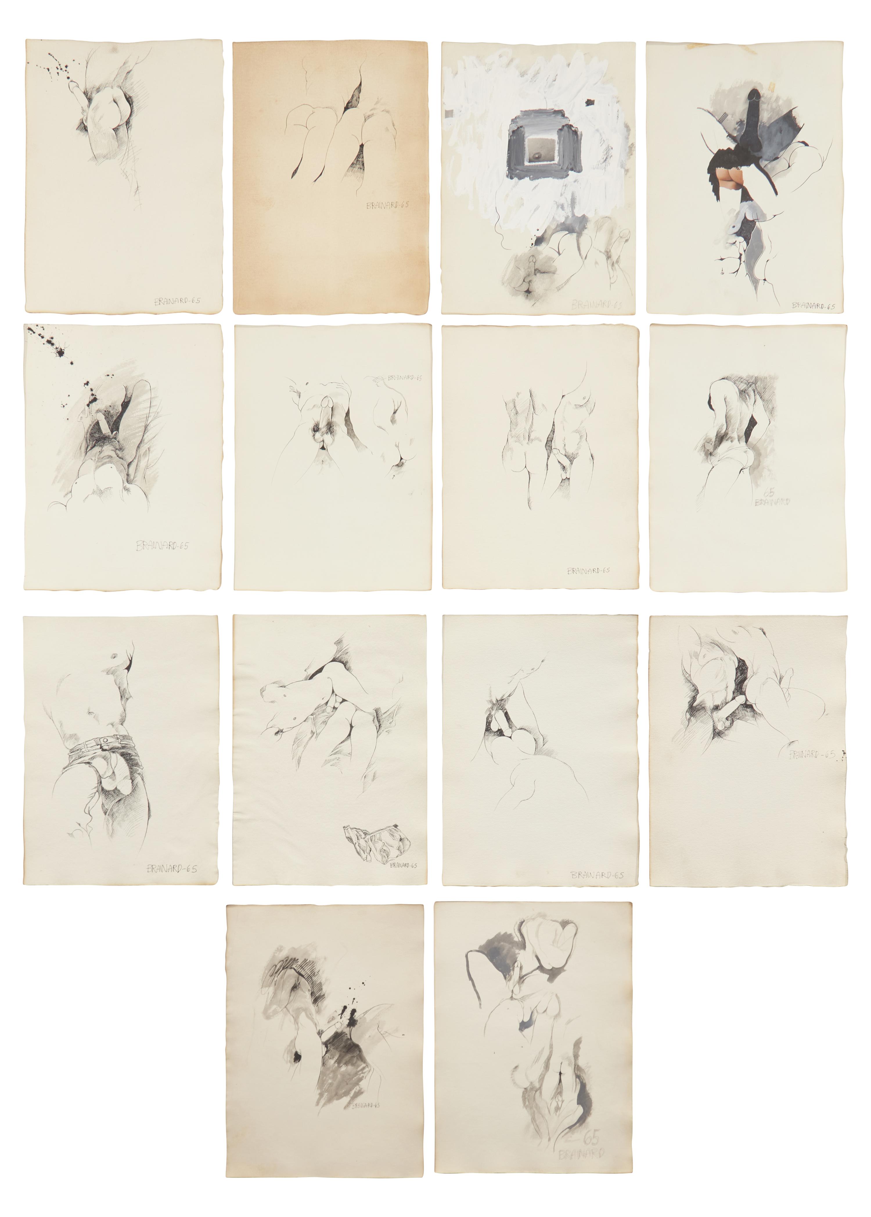 Set of Fourteen Erotic Drawings (14)