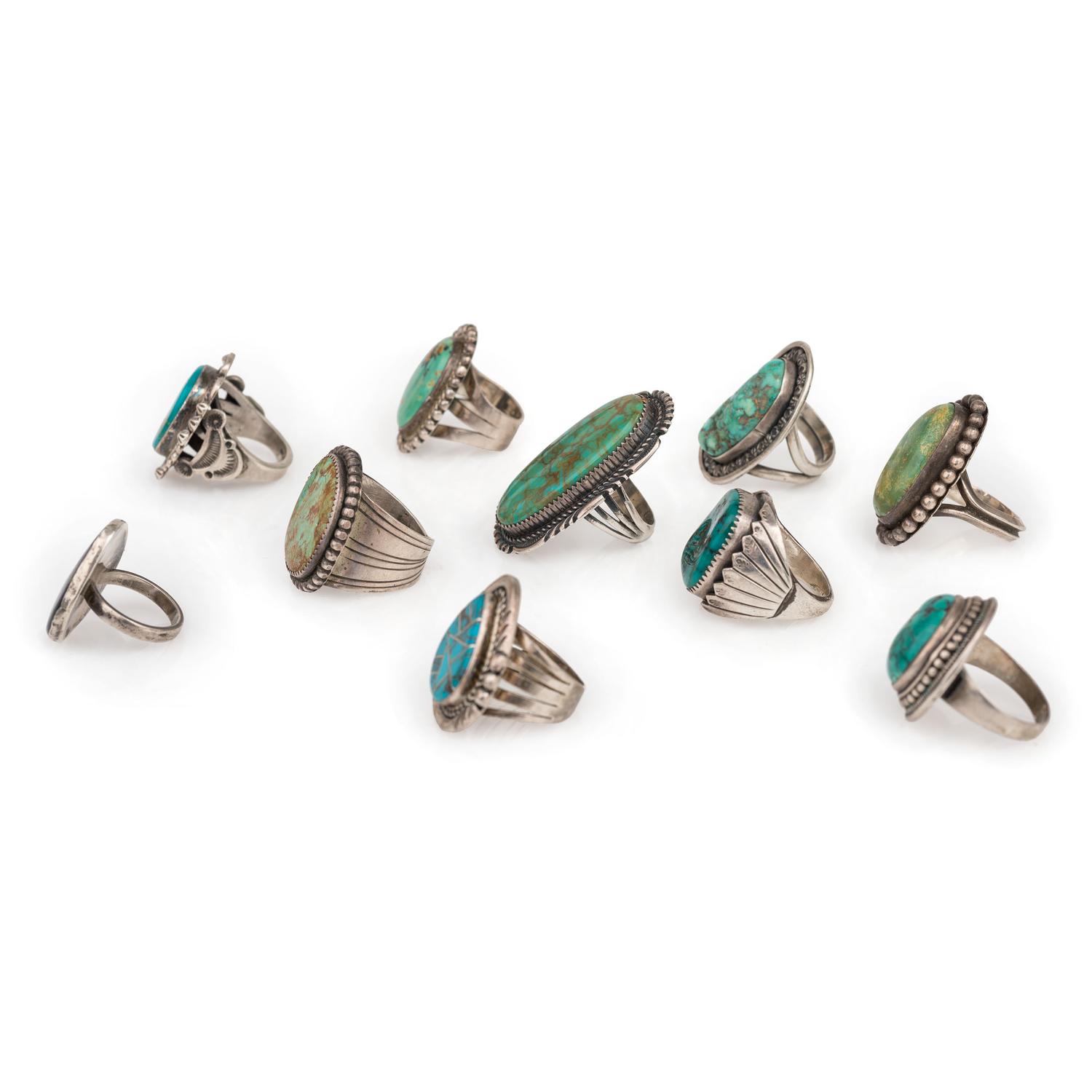 Navajo Silver, Turquoise, and Chrysocolla Rings