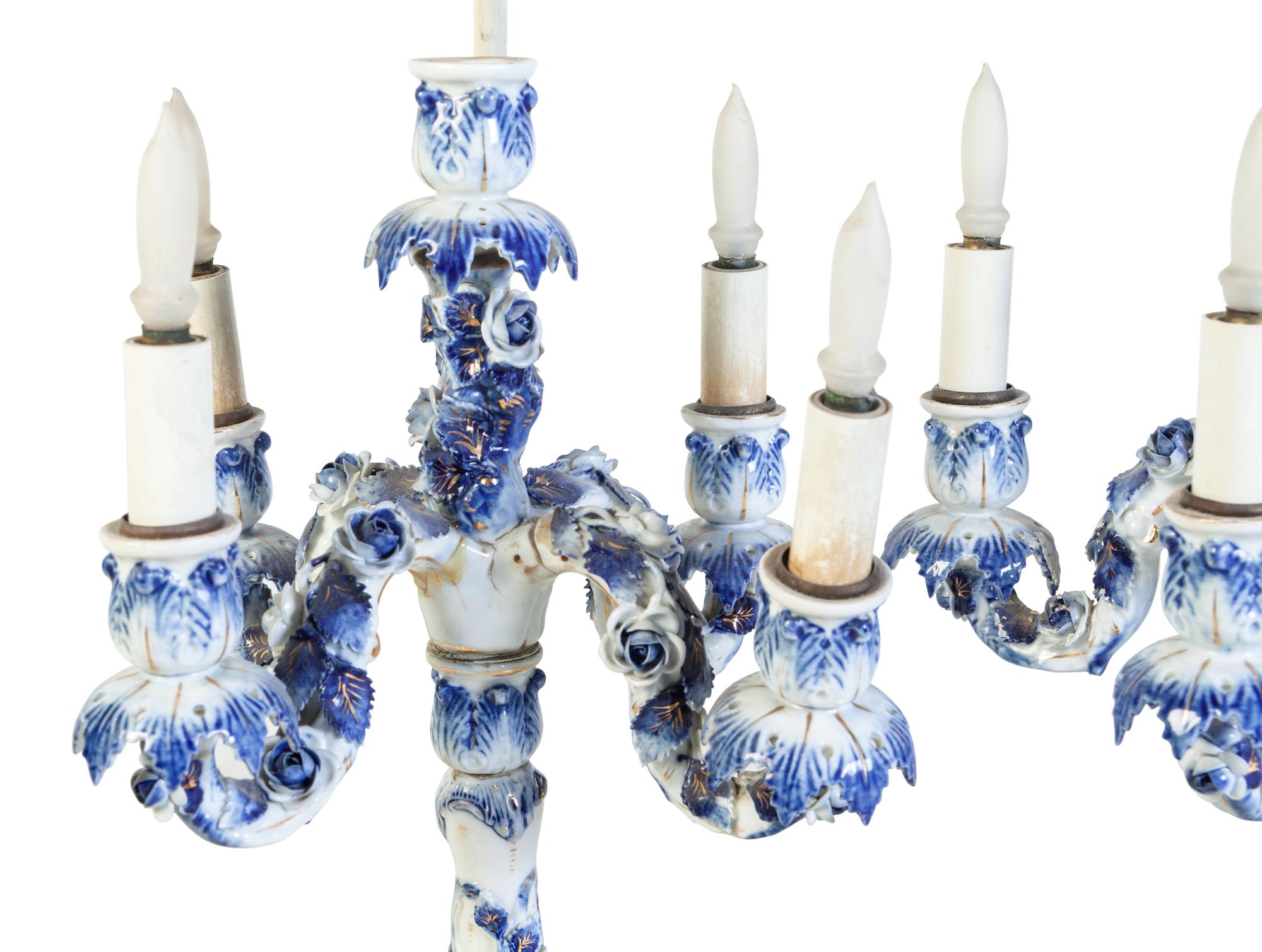 A Pair of Continental Porcelain Candelabra Mounted as Lamps