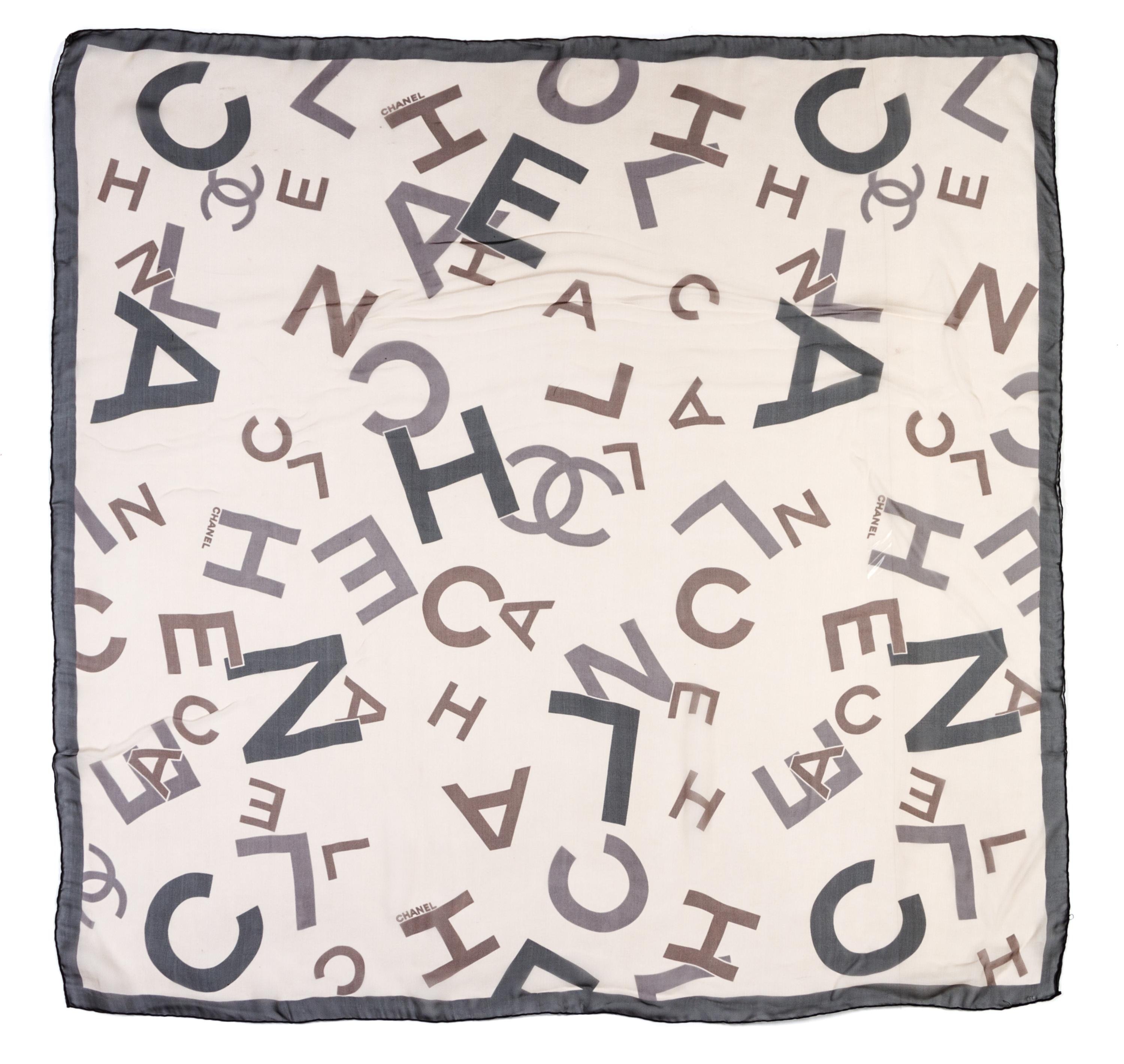 A Chanel Silk Chiffon Print Scarf, 38 x 38 inches.