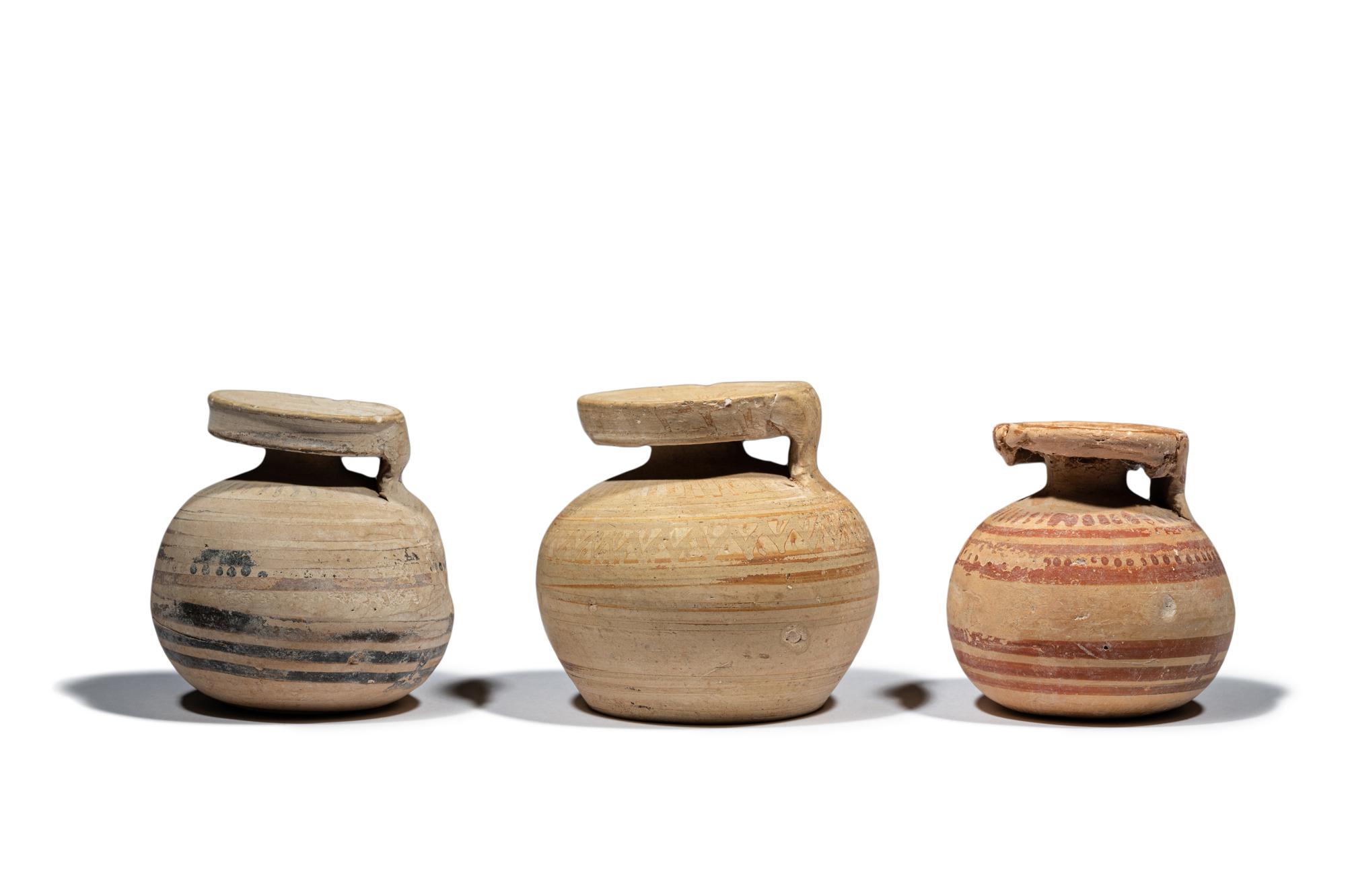 Three Corinthian Black-Figured Aryballoi