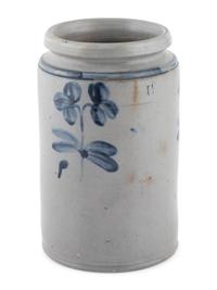 A One-And-A-Half Gallon Cobalt Decorated Stoneware Crock