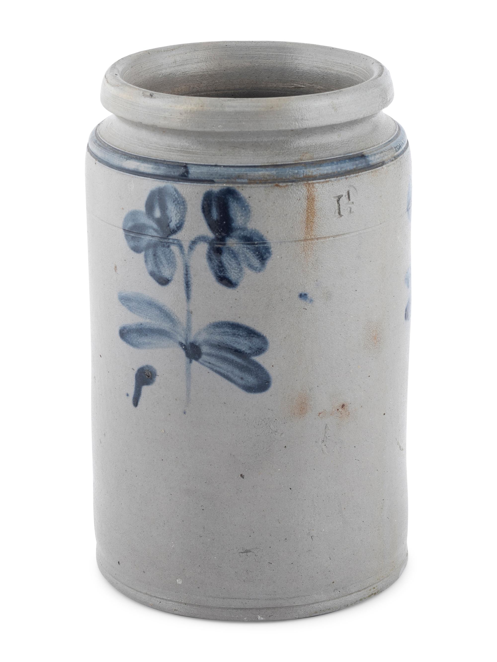 A One-And-A-Half Gallon Cobalt Decorated Stoneware Crock