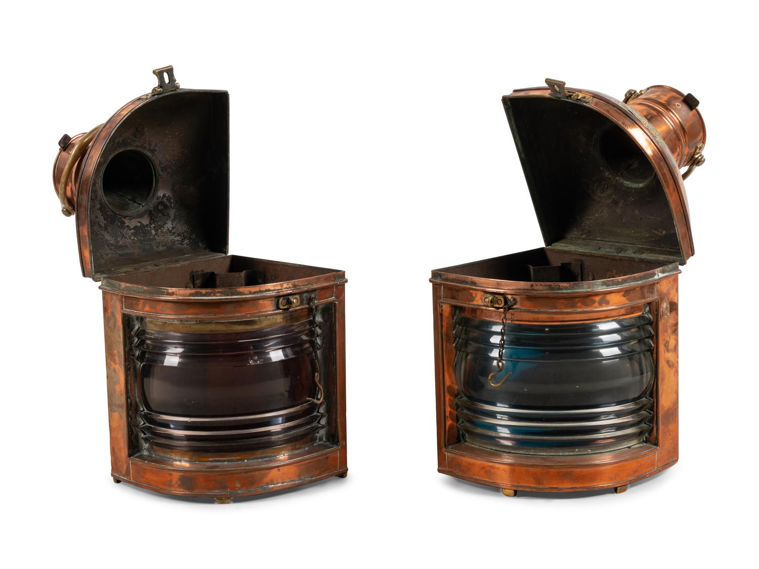 A Pair of Copper Ship Lanterns