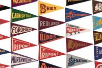 A Collection of 45 BF3 1936 Mini Baseball and College Pennants,