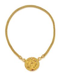 SEIDEN GANG, YELLOW GOLD, DIAMOND AND RUBY NECKLACE/BROOCH