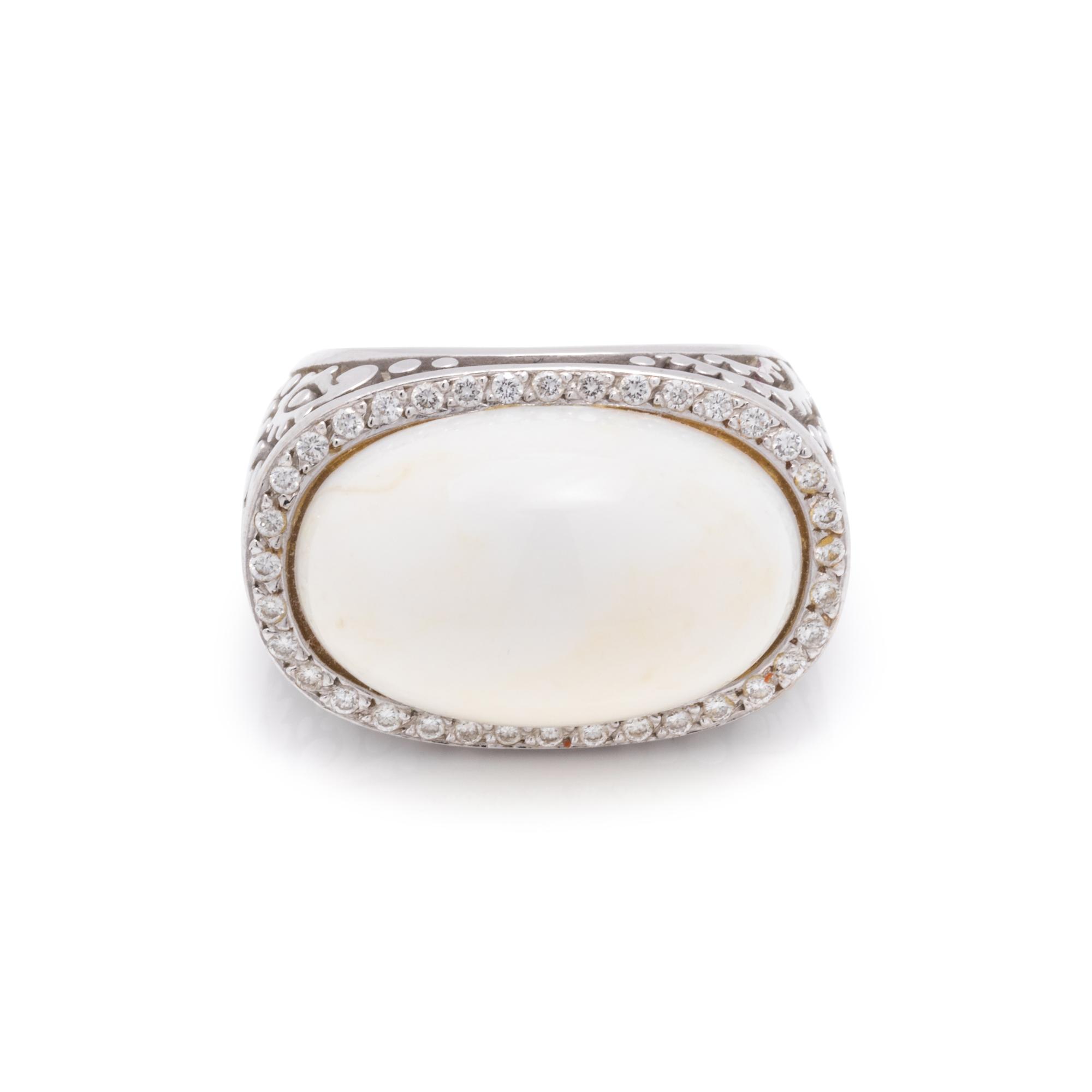 WHITE CORAL AND DIAMOND RING
