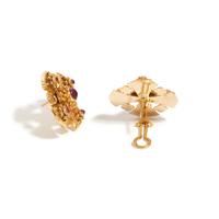 YELLOW GOLD AND RUBY EARCLIPS