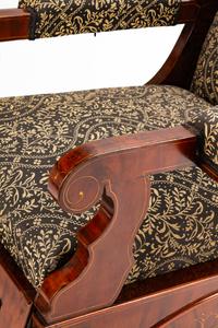 A Victorian Inlaid Mahogany Reclining Armchair — LAST QUARTER 19TH CENTURY