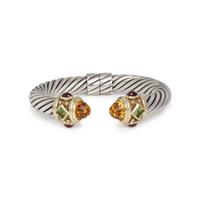 DAVID YURMAN, STERLING SILVER, YELLOW GOLD AND GEMSTONE 'RENAISSANCE' CUFF BRACELET
