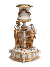 A Capodimonte Five-Piece Parcel Gilt Porcelain Surtout de Table