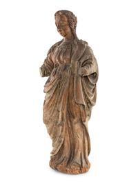A Continental Carved and Painted Wood Figure of St. Mary