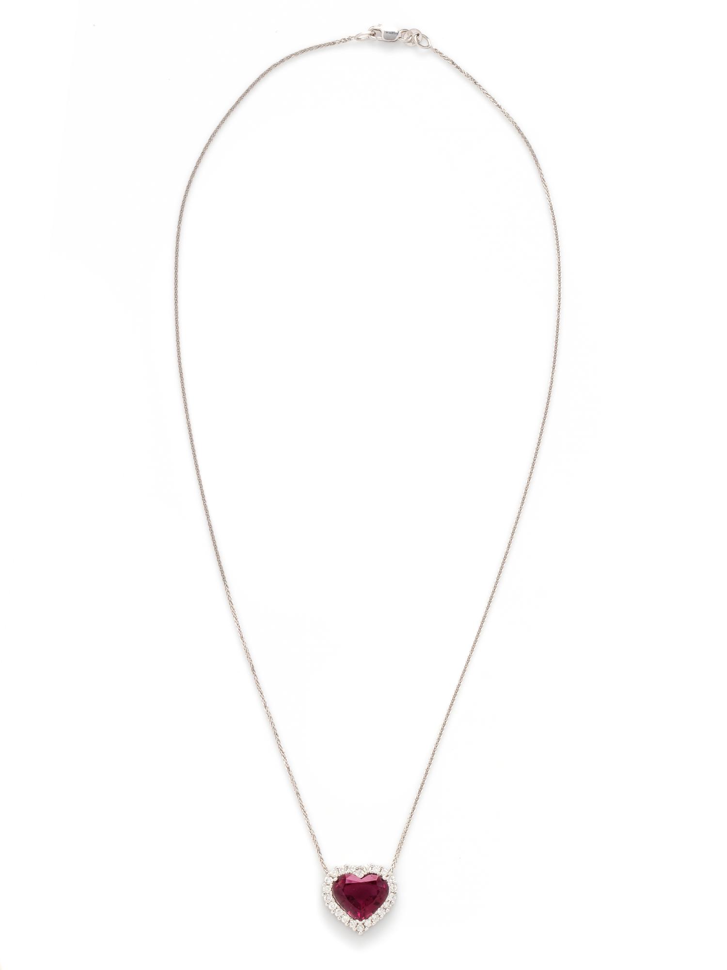 TOURMALINE AND DIAMOND HEART PENDANT/NECKLACE