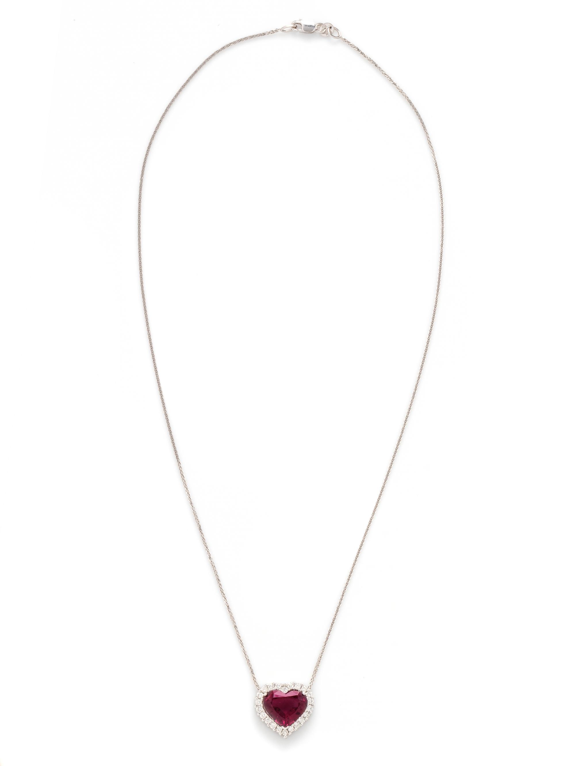 TOURMALINE AND DIAMOND HEART PENDANT/NECKLACE