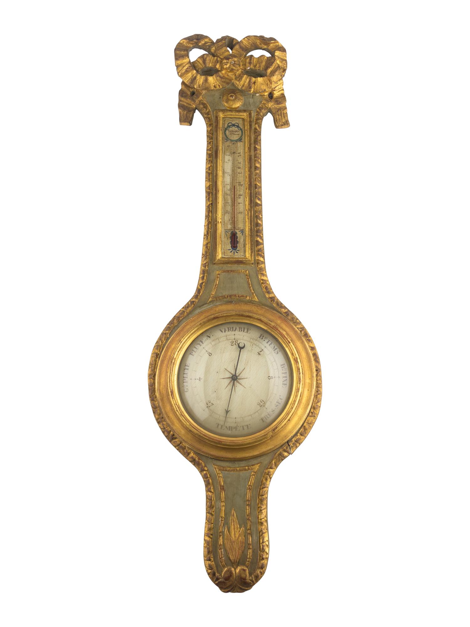 A French Painted and Parcel Gilt Barometer