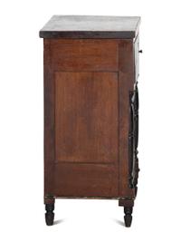A Late Federal Parcel Ebonized Walnut Diminutive Child's Chest of Drawers