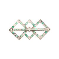 DIAMOND AND EMERALD BROOCH