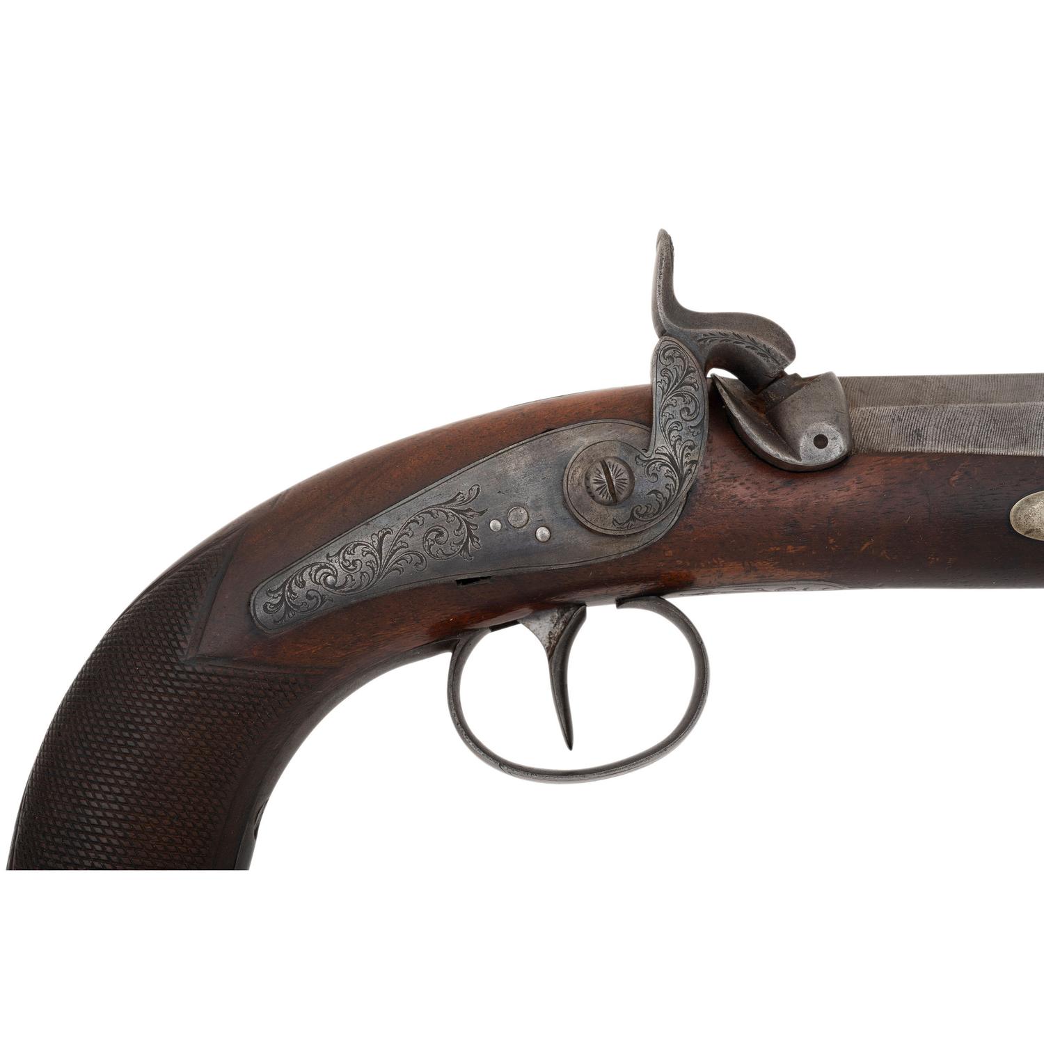 19th Century Belgian Percussion Pistol in Case with Accessories