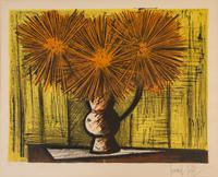 Bernard Buffet, (French, 1928-1999), Dahlias sur fond jaune