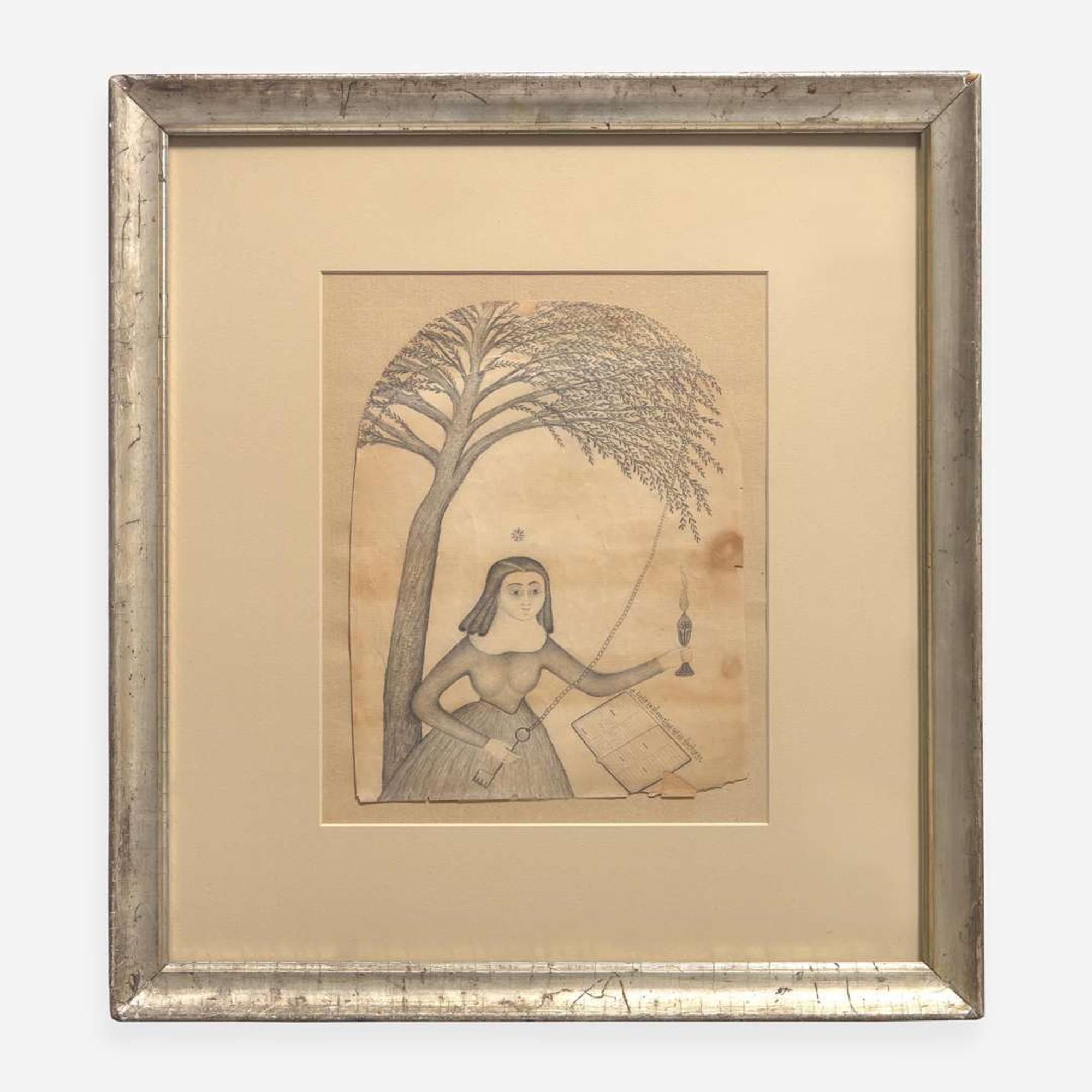 American School 19th century Two Mystical Drawings: The Trumpet of Truth and A Light to Them that Sit in Darkness