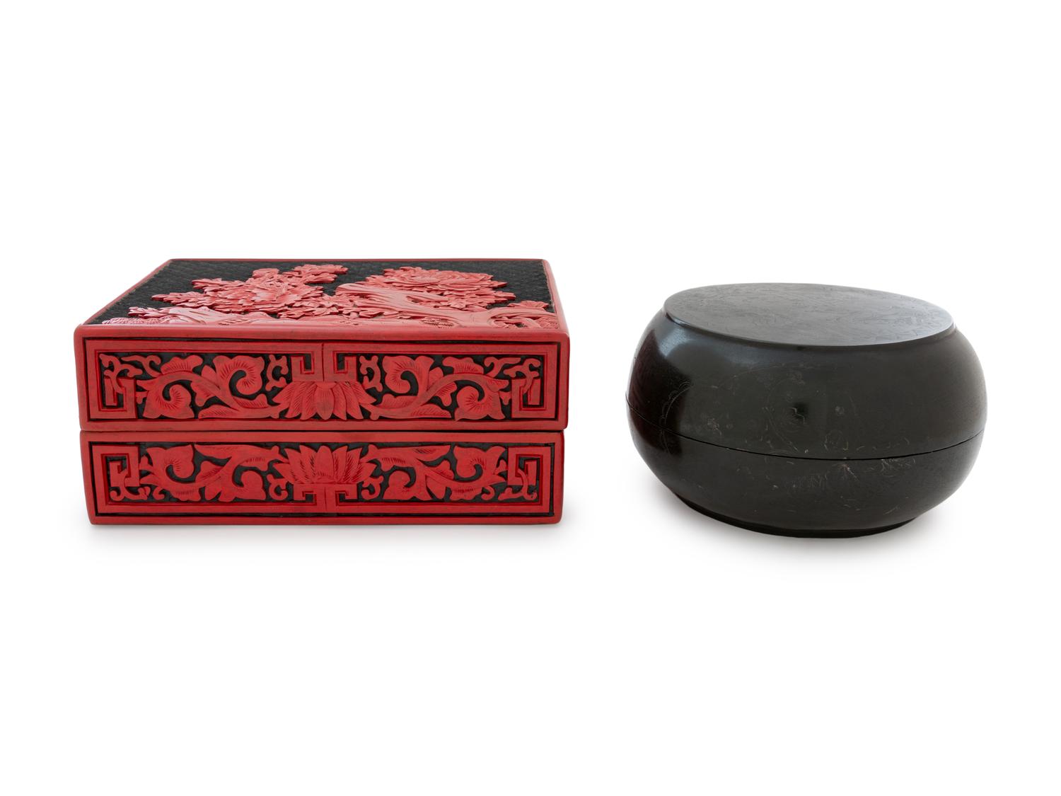 Two Chinese Lacquer Boxes and Covers