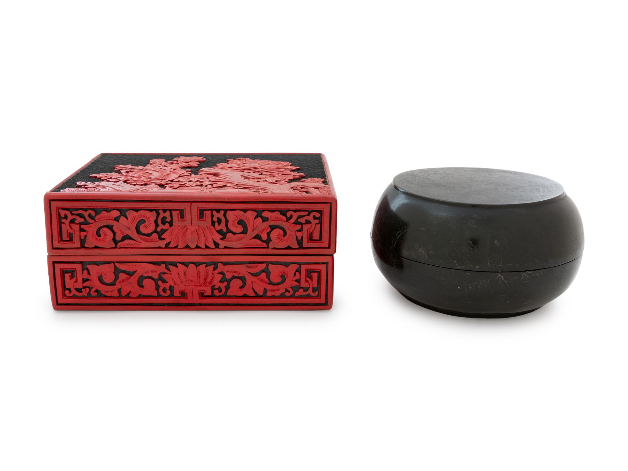 Two Chinese Lacquer Boxes and Covers